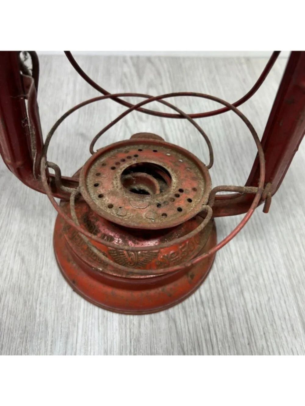 Vintage Red Winged Wheel Lantern No. 500 Made in Japan Kerosene Oil Lamp